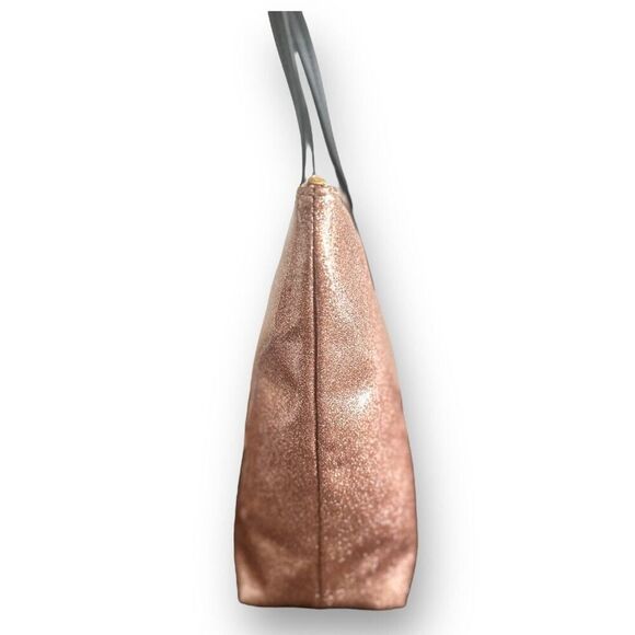 Kate Spade Small Tote Bag Rose Gold Glitter Bow Accent Designer Purse Handbag - Picture 4 of 16